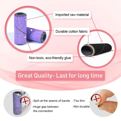 Small Sanding Bands Nail Drill Bits, Corfulra 200PCS Sanding Bands for Nail Drill with 2 3.1mm Mandrel bits, 240 Extra Fine Grit Nail File for Acrylic Nails Gel Manicures and Pedicure, Purple