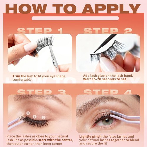 Kiromiro Mink Lashes False Eyelashes 18mm 3D Volume Cat Eye Lashes Faux Mink Eyelash Wispy Fake Eyelashes Thick Strips Lash Pack, 7 Pairs