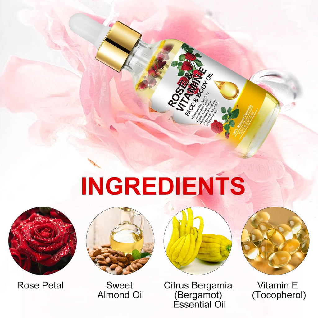 Vitamin E Oil, Vitamin E Oil for Face, Rose & Vitamin E Oil, Face Vitamin E Oil with Gua Sha Tools Set ﻿