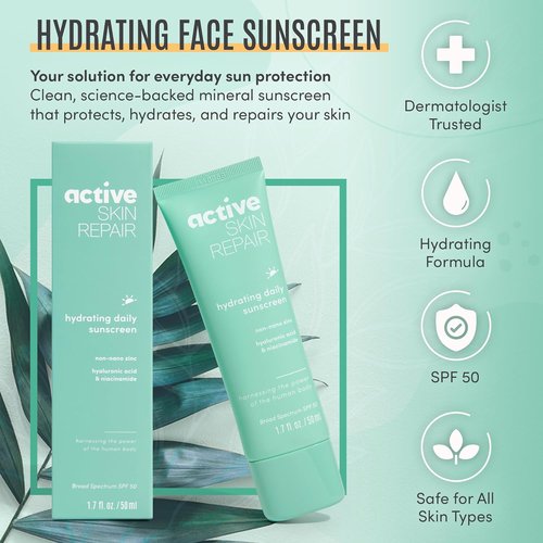 Active Skin Repair SPF 50 - EWG-Certified Hydrating Mineral Sunscreen & Face Moisturizer | 1.7 fl. oz.