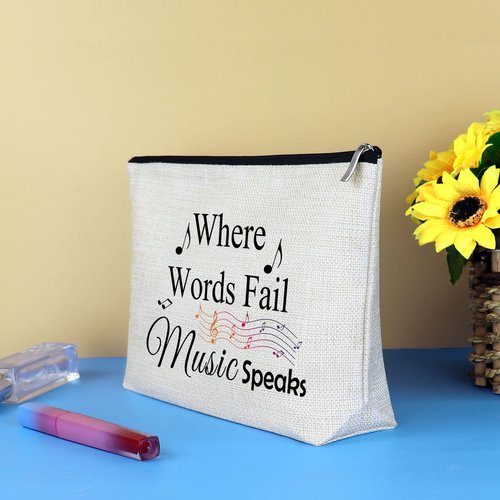 Music Gift for Women Makeup Bag Musical Lover Gifts Cosmetic Bag Music Teacher Appreciation Thank You Gift Christmas Birthday Gifts for Musical Teacher Student Musicians Travel Toiletry Bags