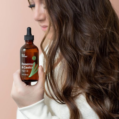 Plant Therapy Rosemary & Castor Oil - 4 oz Hair Growth Treatment for Shine, Softness & Healthy Scalp