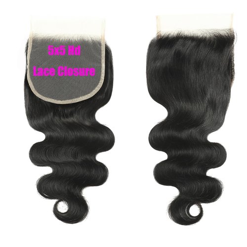 5x5 Hd Lace Closure Human Hair 16Inch Body Wave Hair Closure Invisible Lace 150% Density Real Transparent Lace Closure Virgin Remy Human Hair Frontal Closure Pre Plucked Natural Black