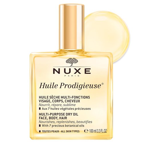 Nuxe Huile Prodigieuse Multi-Purpose Dry Oil - Lightweight Hydration & Radiant Glow for Face, Body & Hair