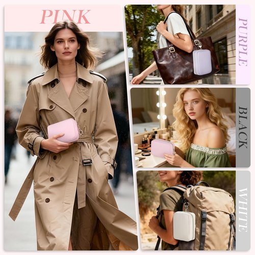 Playexen Small Makeup Bag for Purse, PU Leather Small Cosmetic Bag, Portable Toiletry Makeup Pouch Purse for Travel Daily Use, Wedding/Christmas/Birthday Gifts (Pink)