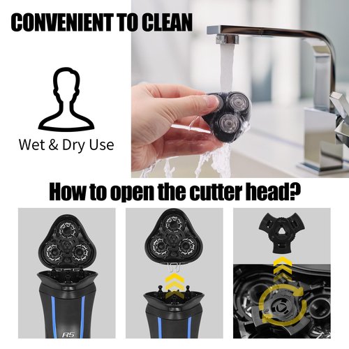 Universal Rotary Replacement Shaver Head,Compatible with Remington Shaver Series,for R3,R4,R5,R6,R7,R8,SP-3141 and SP-5161 Foils/Blades (Black(1 Count))