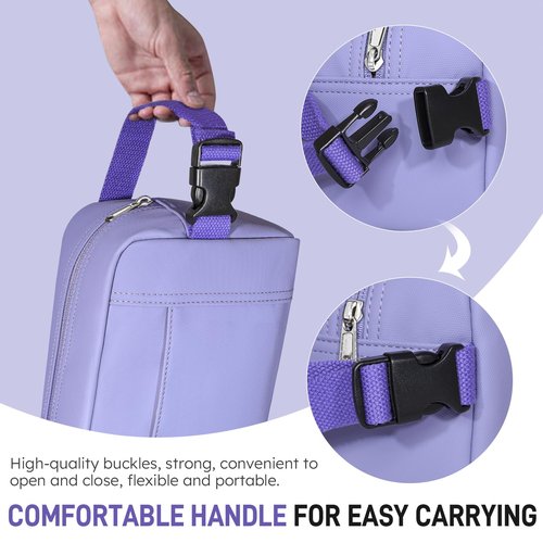 NOL Natural Organic Lifestyle Nylon Waterproof Makeup Bag Lightweight Travel Toiletry Bag for Adults, Reusable, Zip Closure with Buckle Handle, Snack Bag, Travel Cosmetic Bag,Light purple