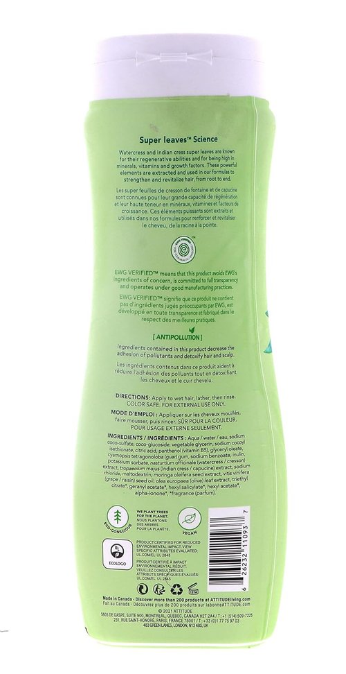 Attitude Natural Shampoo - Nourishing & Strengthening Formula | 16 Fl Oz (Pack of 2)
