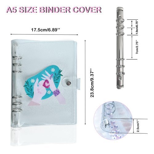 Press On Nail Organizer,10 PCS,A5 Glitter PVC Cover Binder,Press On Nail Packaging for Fake Nail Storage Nail Display Nail Salon Press On Nail Supplies Organizer with Nail Tape(A5(9.37 * 6.89 * 1inch)