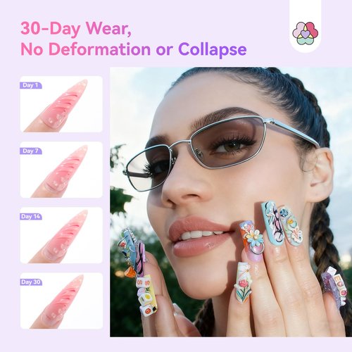 SAVILAND Advanced Non-Stick Solid Builder Nail Gel: Clear & White Instant Sculpting 3D Gels Non-Wipe Sculpting Gel for Nail Art Molding with Chrome Powder DIY Salon