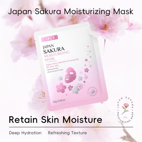 LAIKOU SAKURA Skin Care, Skin Care Set, Face Mask, Eye Mask, Lip Mask with Serum, Cleanser, Toner, Eye Cream, Essence Cream for Women Teen Girls Mom Daughter Mother's Day Christmas Birthday