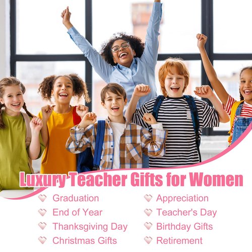 IANFEPH Teacher Appreciation Gifts Teacher Valentine's Day Gifts Basket End of Year Thank You Canvas Tote Bag for Women Teachers Retirement Birthday Back to School Gift Supplies