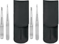 Tweezerman Petite Tweeze Set with Travel Case - Point and Slant Tweezers, Tweezers for Travel (Black Case), (Pack of 2)