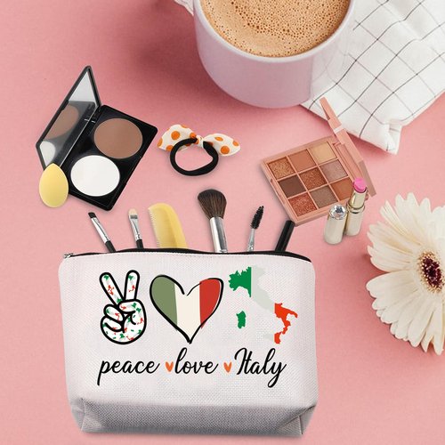 TSOTMO Italy Gift Italy Travel Toiletry Bag For Tourist Italian Gift Italy Trip Gift Peace Love Italy Cosmetic Bag For Italy Lovers (PEACE ITALY)