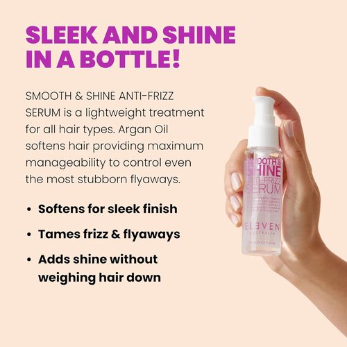 ELEVEN AUSTRALIA Smooth & Shine Anti-Frizz Serum - Tame Frizzy Hair, Add Shine | Lightweight Formula - 2 fl oz