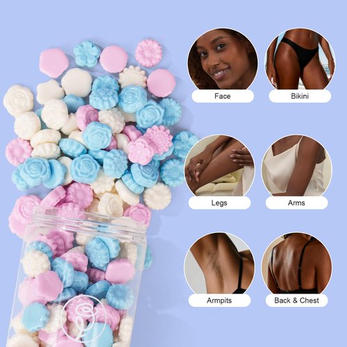 Rosepil Flower Shaped 1LB Hard Wax Beads - 7 Unique Designs, Gentle Floral Scent, Color-Changing Wax Beads | All-Body Hair Removal (Face, Bikini, Arms, Legs) | At-Home Wax Refill for Women & Men