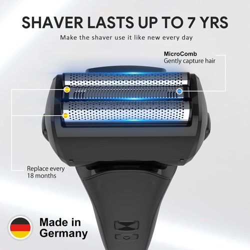 MENLITE Electric Shaver for Men,3 Floating Blade Beard Trimmers,Waterproof Foil Shaver,Cordless Rechargeable with Pop Up Sideburns Trimmer,Portable Men’s Travel Facial Hair Groomer