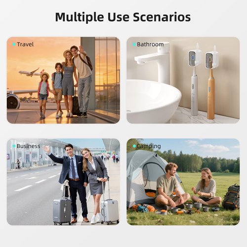 MOPMS Toothbrush Cover Travel 2PCS, Stay Closed with Band Electric Toothbrush Covers Caps, Toothbrush Head Cover for Travel, Camping, Bathroom, Business, Grey