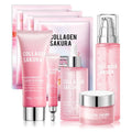 8PCS Skin Care Set, Moisturizing Cherry Blossom Facial Skin Care Kit, Hydrating Skincare Set for Women, Travel Facial Care Kits with Face Masks, Eye Cream, Cleansing Lotion, Serum, Face Cream,Toner