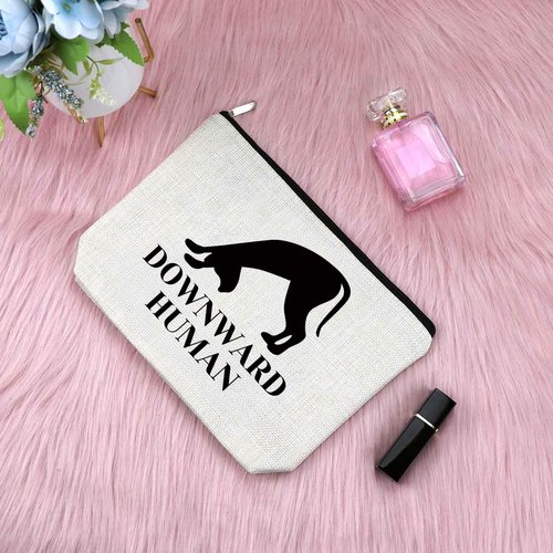 Sfodiary Yoga Gifts for Women Makeup Bag Yoga Lover Gift Cosmetic Bag Dog Lover Gift for Girl Mom Dog Themed Birthday Christmas Graduation Present for Women Friends Cosmetic Travel Pouch