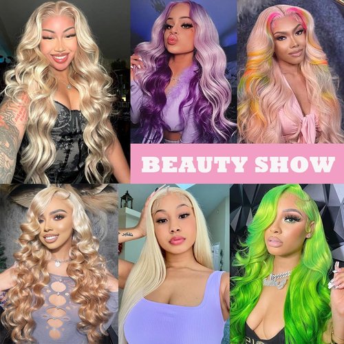 Blonde Human Hair Frontal 13x4 Transparent HD Lace Closure 100% Brazilian Ear To Ear Body Wave 613 Frontal Free Part Pre Plucked with Natural Hairline 10 Inch