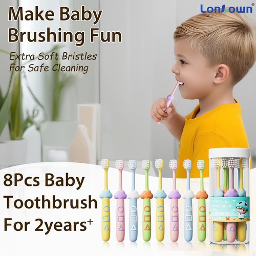 Lonlown Kids Toothbrushes 8 Pack,Extra Soft Toddler Toothbrush Age 2-4,Cute Multicolor Boys Girls Child Toothbrush,Clean Kids Teeth,Bristles Not Easy to Shed