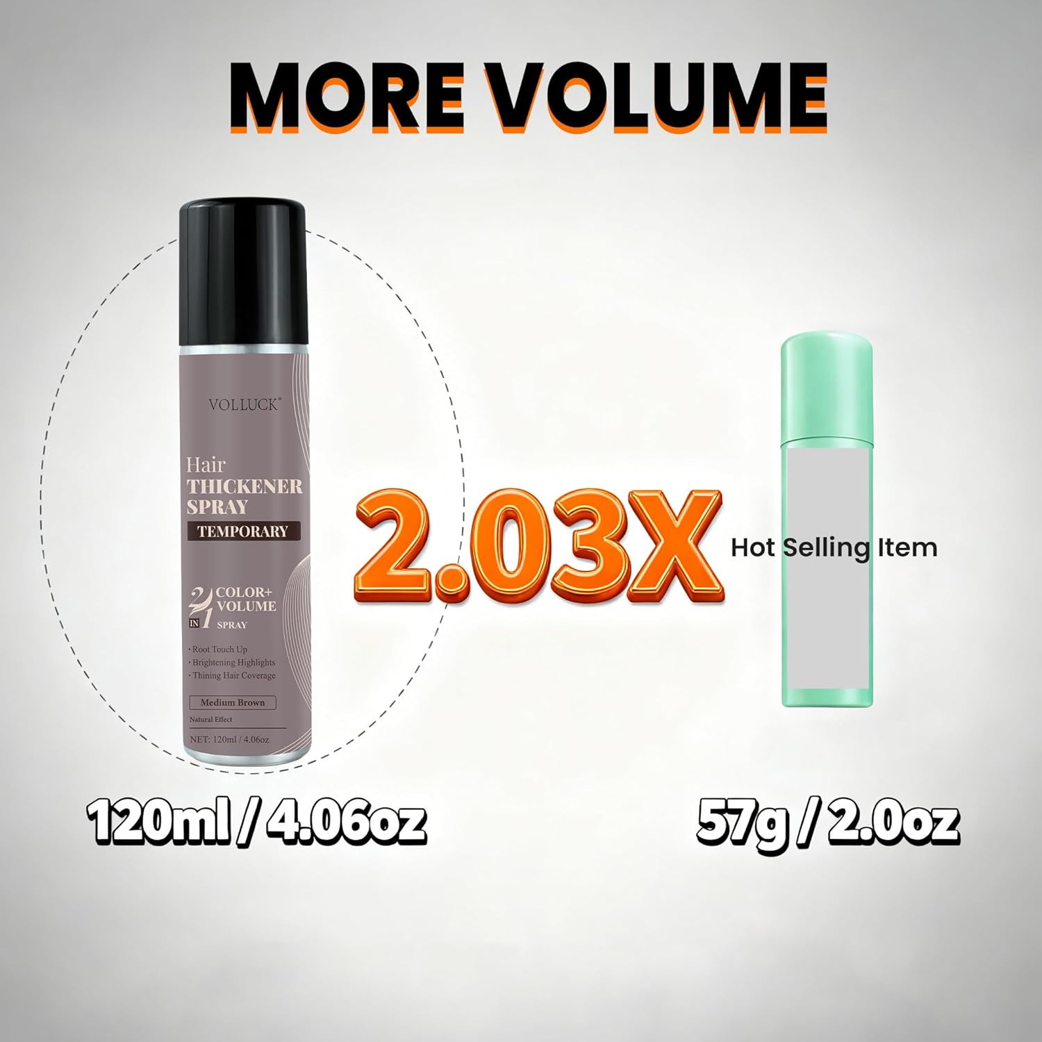 VOLLUCK Root Touch Up Hair Color Spray - Ammonia-Free, Quick Drying Grey Coverage for Men & Women | Black
