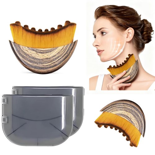 Pukaock 2PCS Lymphatic Contour Face Brush, Chin Jawline Sculpting Tool, Drainage Massager for Face & Neck,Ergonomic Design for Anti-Swelling & Fatigue Relief
