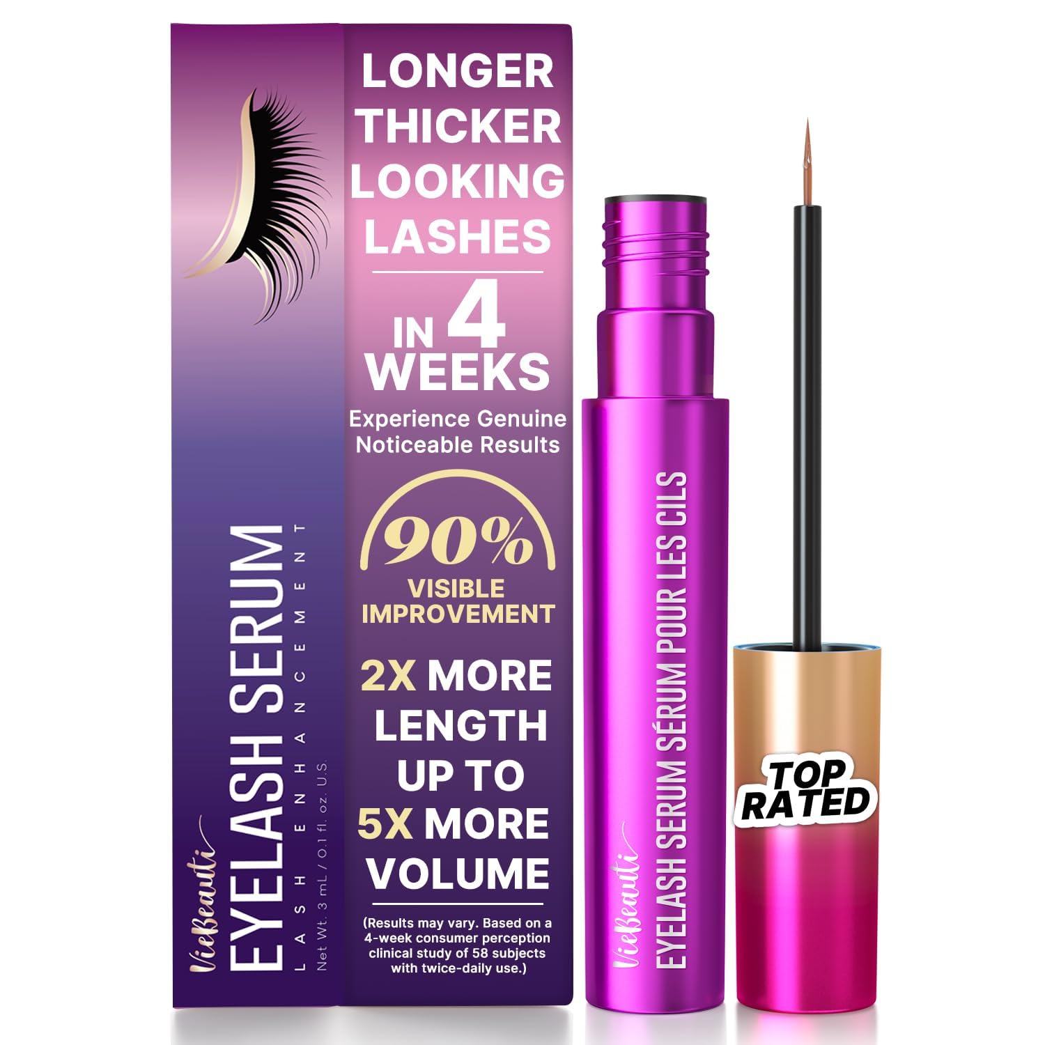 VieBeauti Eyelash Growth Serum - Advanced Formula for Longer, Fuller Lashes | Vegan & Cruelty-Free, 3mL
