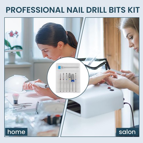 ESUOHYM 7PCS nail drill bits nail tech Sets Tungsten steel carbide Diamond for Acrylic Nails Poly Gel Cuticle Remove, 3/32'' Professional Nail Bits Set for E-Files for Manicure Pedicure, Home Salon