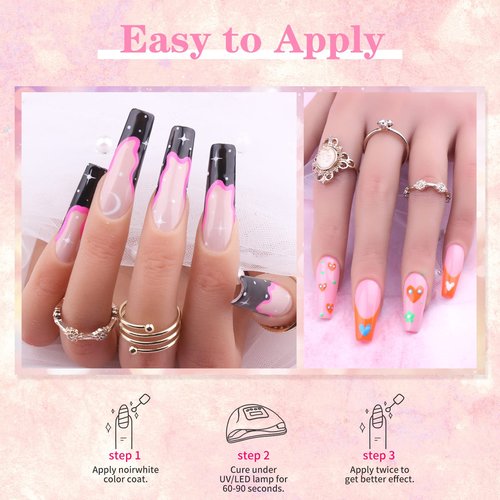 Gel Liner Nail Art Polish 6 Colors Thin Brush UV LED Soak Off Required Professional Paint Design Supplies Christmans Salon Home DIY