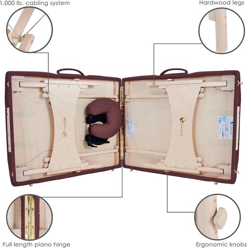 EarthLite Harmony DX Portable Massage Table - Complete Package with Face Cradle & Carrying Case | 30" x 73", Burgundy
