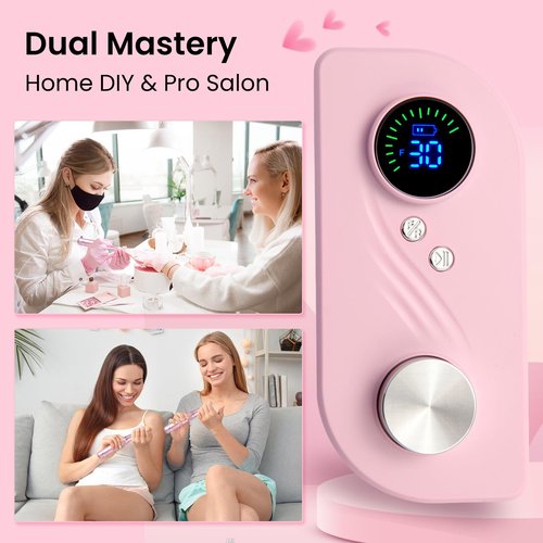 Electric Nail Drill Kit for Beginners Professional Nail Drill Machine for Home Use 40000RPM Portable Quite E-File for Acrylic Nails Polishing& Shaping&Removing with 7 Drill Bits for Home & Salon Use