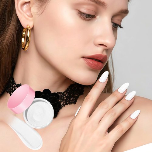 AZUREBEAUTY Pro 60g Dip Powder White Color Large Capacity, Basic Dipping Powder Crystal French Nail Art Starter Manicure Salon DIY at Home, Large Capacity Upgrade, Long-Lasting, No Nail Lamp Needed