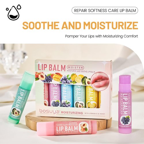 Skiennix Lip Balm Set - Gentle Hydration for Dry & Sensitive Lips | 6 Flavors for All-Day Moisture