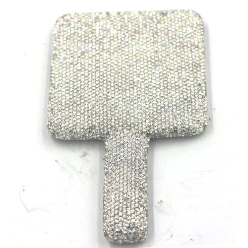 Bestbling Rhinestone Hand Mirror - Bling Mirror with Dazzling Rhinestones, Perfect for Makeup and Decoration - Ideal Gift for Women and Girls (Square Silver)
