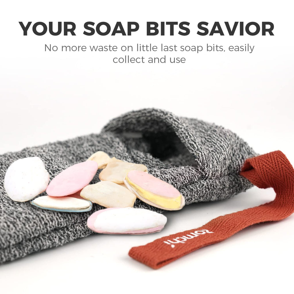 ZOMCHI 2 Pieces Exfoliating Soap Bags, Soap Savers for Bar Soap, Soap Bar Pouch for Deep Exfoliation, Foaming Soap Sock for Shower
