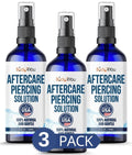 BodyJ4You Piercing Aftercare Spray - Saline Solution Natural Keloid Bump Removal - Ear Piercing Cleaner Nose Septum Belly Button Cartilage - Sea Salt Aloe Vera Rosemary - Fine Mist 3 x 2 Fl Oz