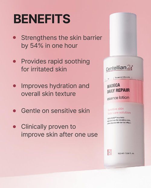 CENTELLIAN 24 Madeca Daily Repair Essence Lotion (3.38fl oz) - Deep Hydration & Soothing for Sensitive Skin, Lightweight, Non-Irritating, Korean Skin Care. TECA DERM, Centella Biome Water.