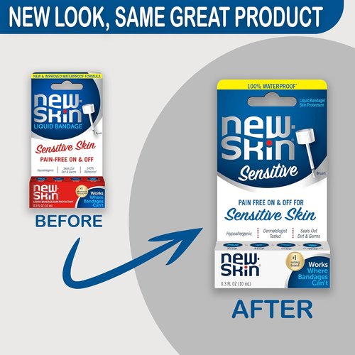 NEW-SKIN Hypoallergenic Liquid Bandages - Sensitive Skin Formula for Minor Cuts & Scrapes, 0.3oz