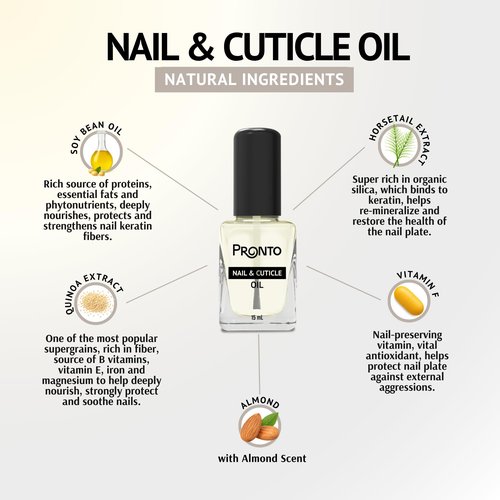 Pronto 8 Oz 100% Pure Acetone Nail Polish Remover and Cuticle Oil, Pure Acetone for All Nail Polish Types including Gel, Acrylic & Sculptured Nails, Gel Nail Polish Remover and Nail Repair, Duo Pack
