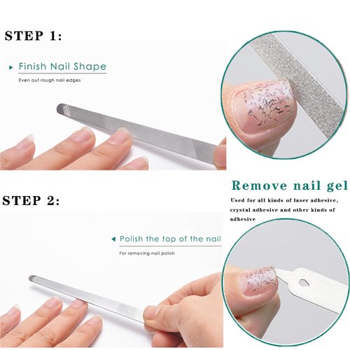 4PC 8 Diamond Dust Nail File - Stainless Steel Nail Dresser Nail Buffering Files - 9 Inch