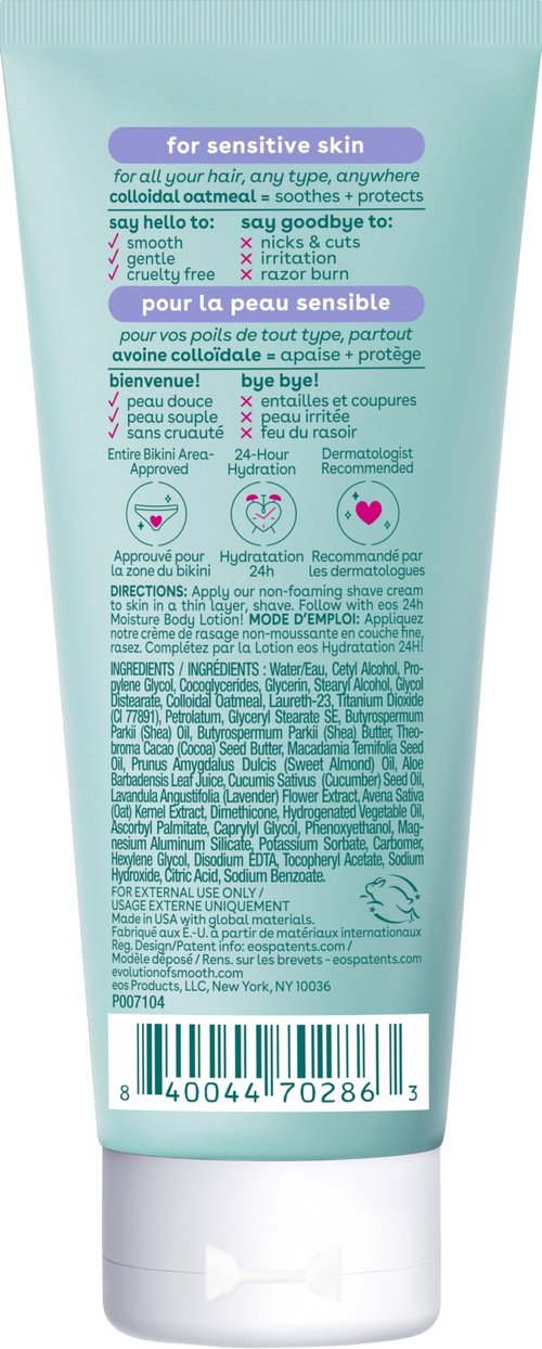 eos Travel Sensitive Skin Women's Shave Cream- Fragrance-Free, Toiletries, Mini Shave Cream, 2.5 fl oz (Pack of 2)