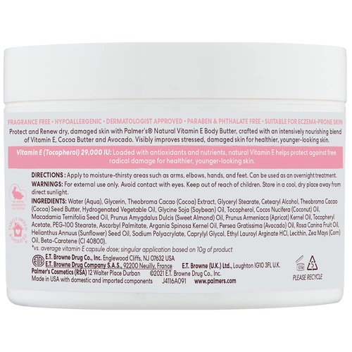 Palmer's Natural Vitamin E Body Butter - Deep Moisturizing Formula | 7.25 Ounce