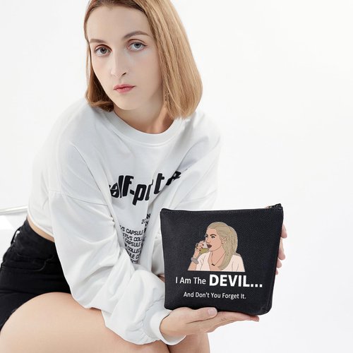 LEVLO VPR Housewives Gifts I Am The Devil And Don't You Forget It Makeup Bags TV Show Lovers Travel Bags Reality TV Pop Culture Gifts (I Am The Devil+black)
