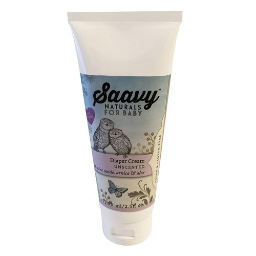 Saavy Naturals Baby Diaper Cream - Organic Diaper Rash Ointment with Zinc Oxide, Arnica & Aloe | 2.5oz Unscented, 2 Pack