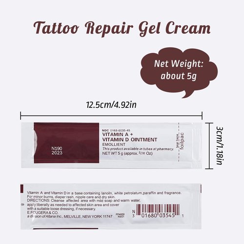 Anghie 50 Pack Tattoo Aftercare Scar Repair Gel Cream, Vitamin A & D Enriched Gel, Scar Reduction & Moisturizing Promote Skin Healing, Professional Use for Tattoo Recovery Skin Healing