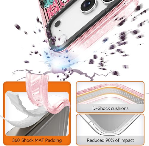 Rosarnnah iPhone 17 Pro Max Case - Cute Glitter Pink ET Alien Design | Durable Shockproof 6.6 ft Drop Protection (6.9")