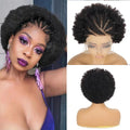 SODLIS Braided Wigs for Black Women 13x6 Lace Front Braideds Wigs Afro Puff Lace Frontal Hair Wig Afro KinkyCurly Human Hair Brazilian Curly Lace Front Wig 6 Inch