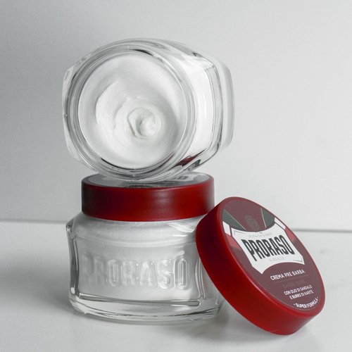 Proraso Pre Shave Conditioning Cream - Sandalwood Oil & Shea Butter - Moisturizing & Nourishing for Coarse or Hard Beards - Premium Italian Pre Shave Cream - 3.6oz